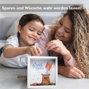 Bild_1 - Glückswolke Spardose Kinder 3D Bilderrahmen befüllen Sparbüchse
