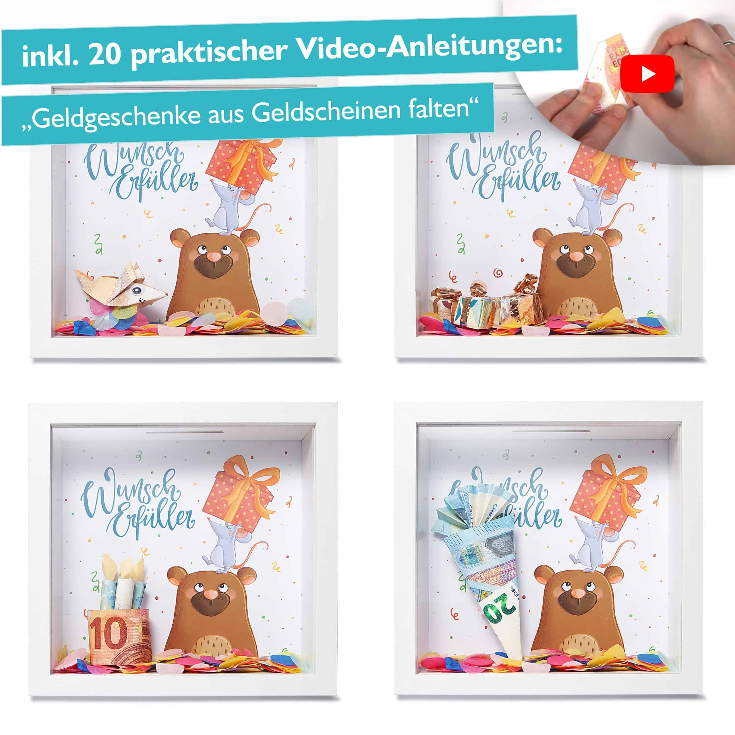 Glückswolke Geldgeschenk Verpackung Bilderrahmen mit Spardose