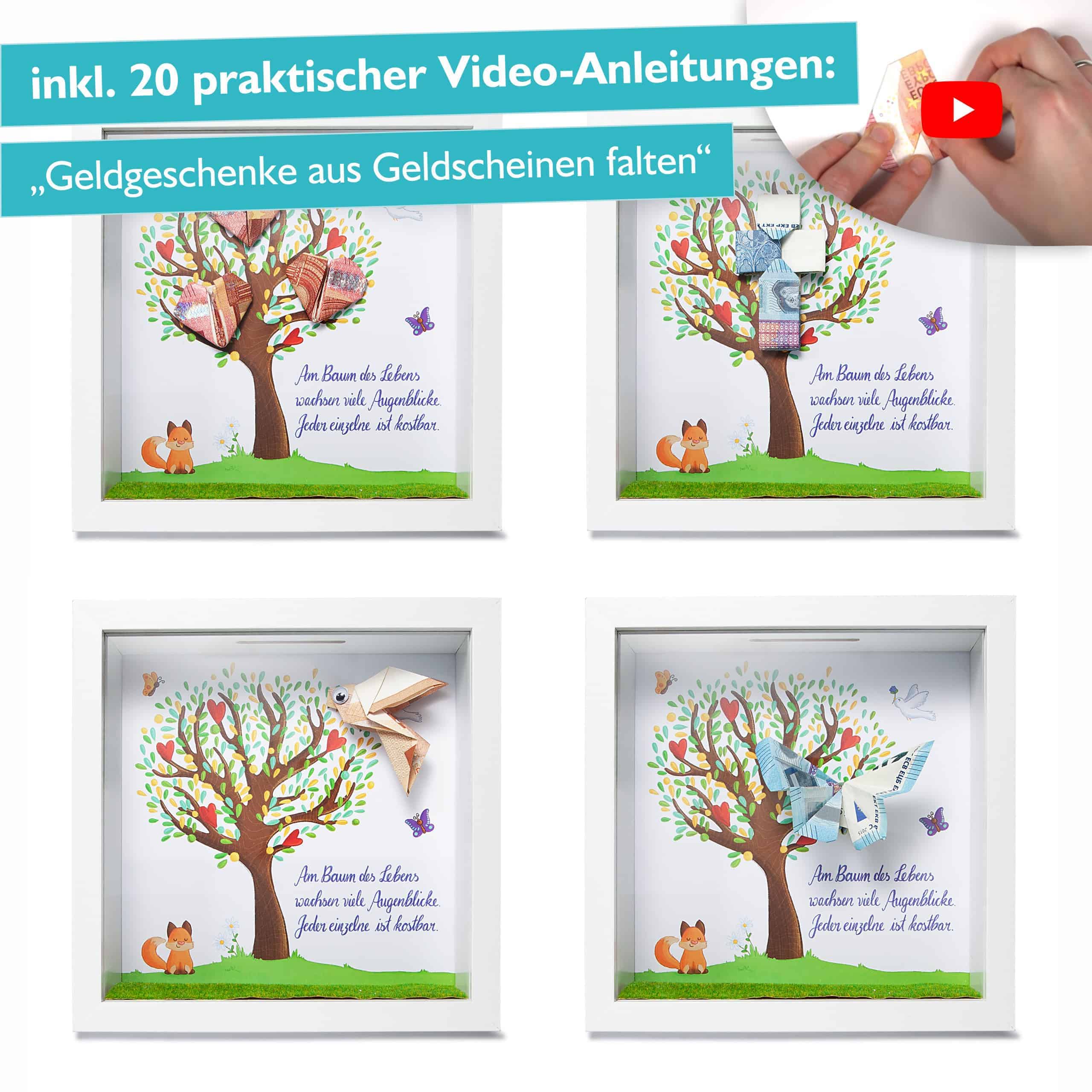 Glückswolke Geldgeschenk Verpackung Bilderrahmen mit Spardose Taufe