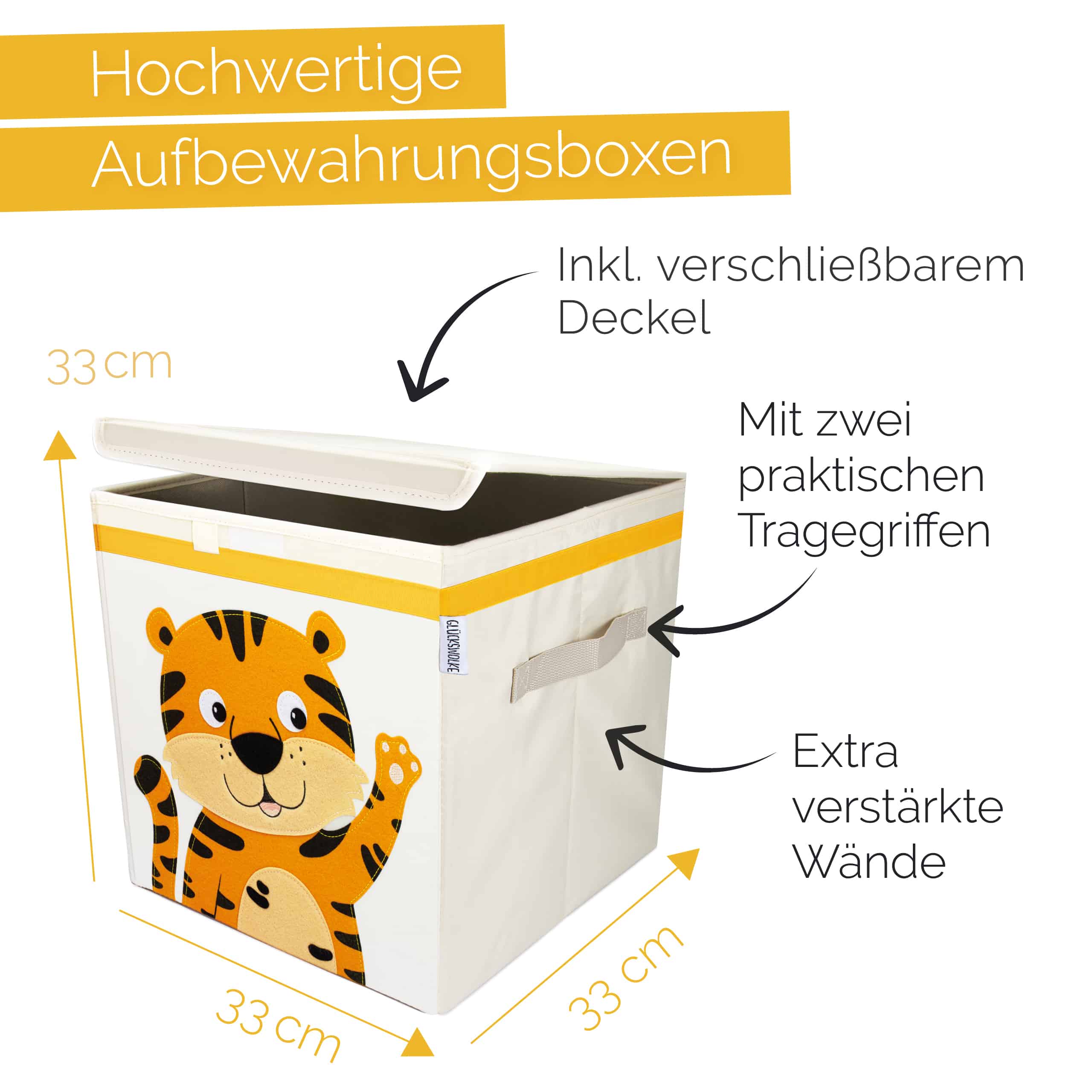 Glückswolke Spielzeugkiste Tiger Aufbewahrungsbox Kinder Kinderzimmer