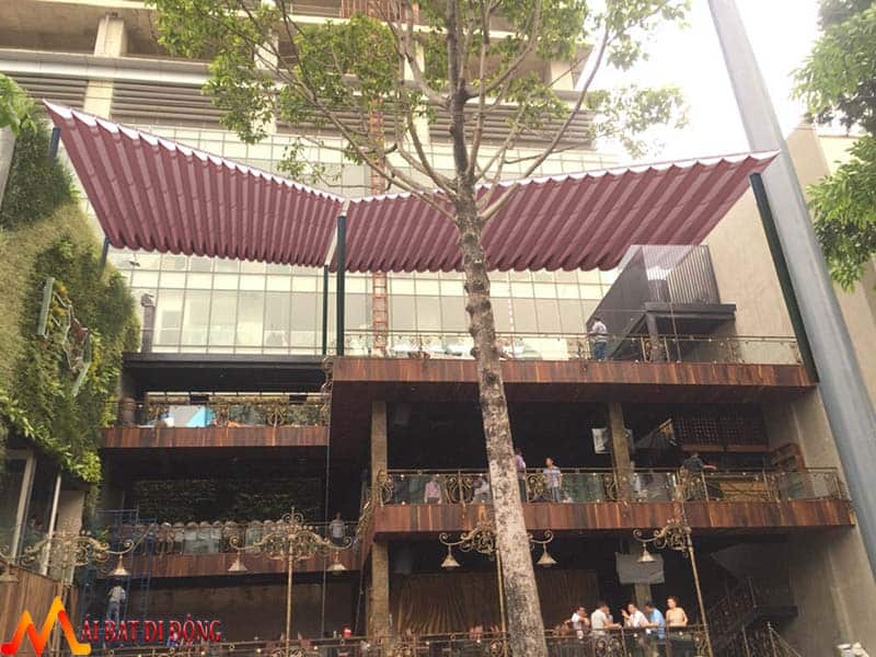 mái che sân thượng hình cánh buồn