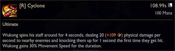 Wukong R Ability Tooltip in League of Legends