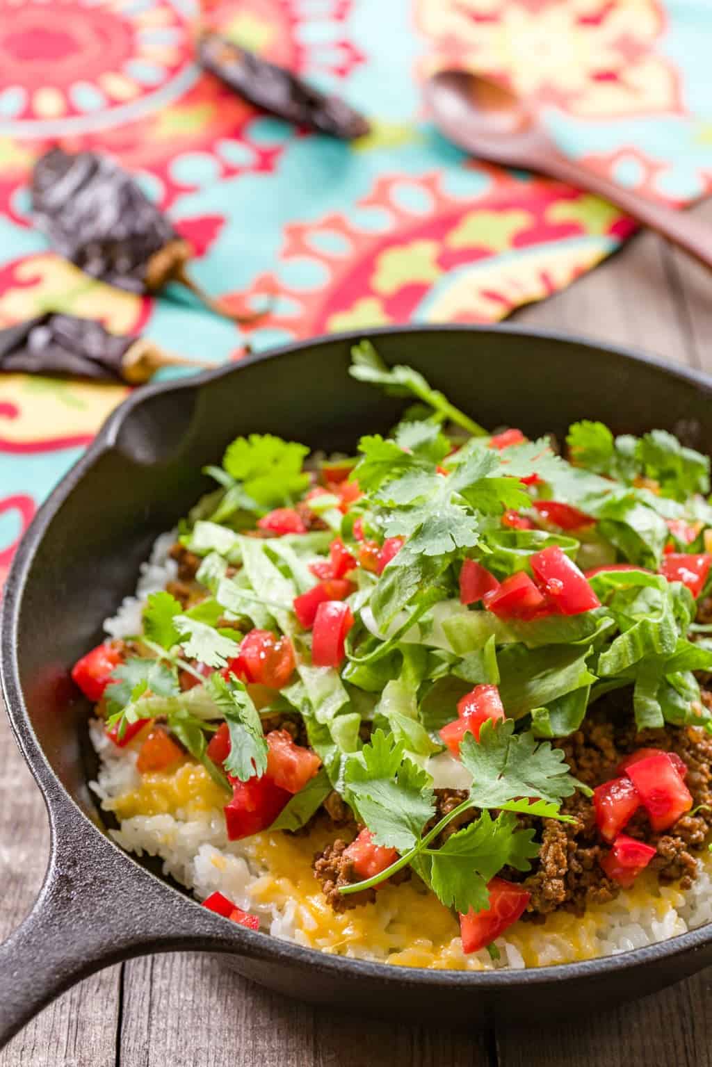 Crispy Taco Rice Recipe Taco Rice is a Japanese/Texmex dish with taco meat and an assortment of toppings on a bed of crispy rice.