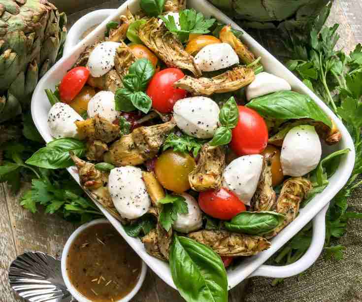Roasted Artichoke and Mozzarella Salad