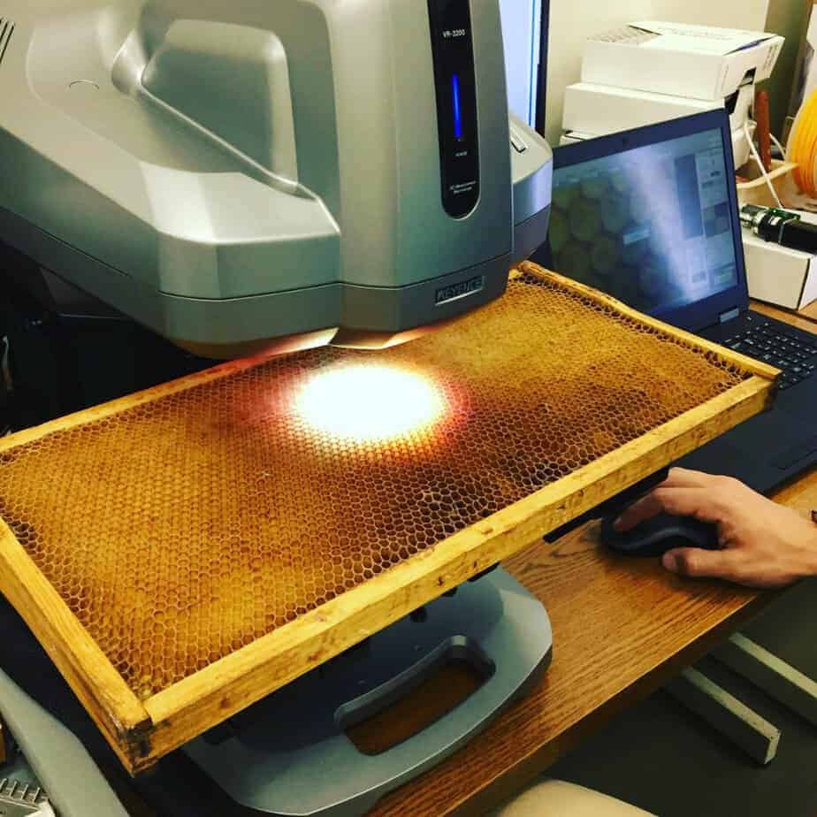 Keyence imaging system used to scan and measure honeycomb parameters. (photo: Dhruv Bhate)