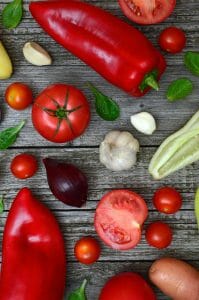 Tomate, Paprika, Spinat, Knoblauch