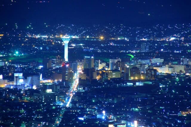 函館山から見た五稜郭タワー