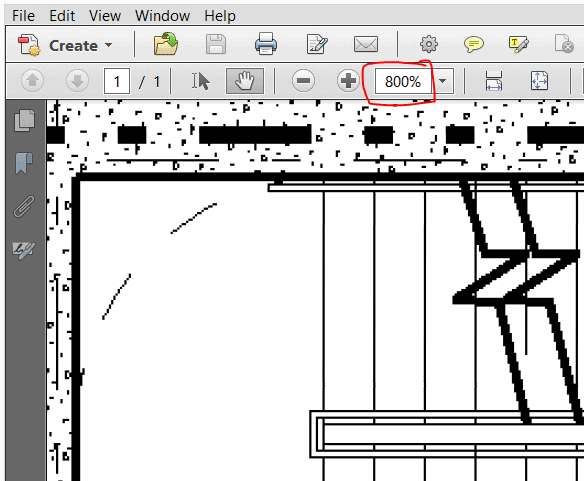 When magnified, a scanned drawing will look jagged, noisy, blurry or dirty. If you are uncertain, magnify some more. The higher the resolution of the drawing, the more magnification it needs to degrade. Vector files will look perfect at any resolution.