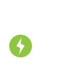 Battery with lighting bolt in circle over bottom left corner