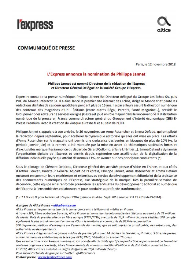 express communiqué nomination