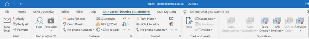 CRM for Outlook Ribbon