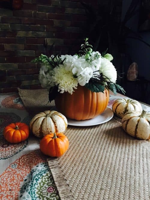 Pumpkin Vase for Thanksgiving Floral Centerpiece