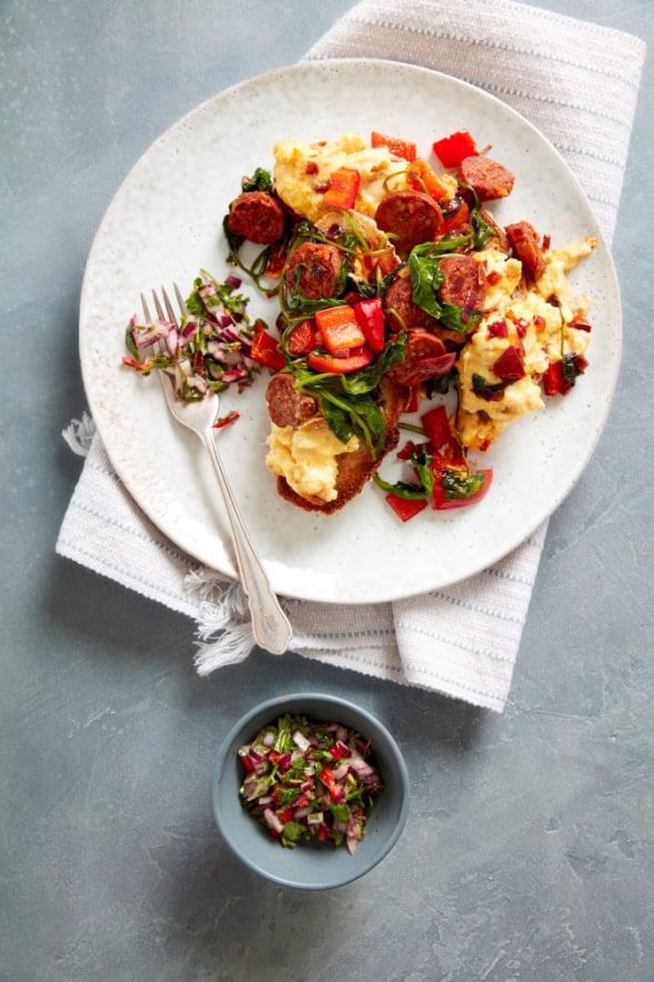 Quick Lunch for Mum: Chorizo and Scrambled Egg Brunch