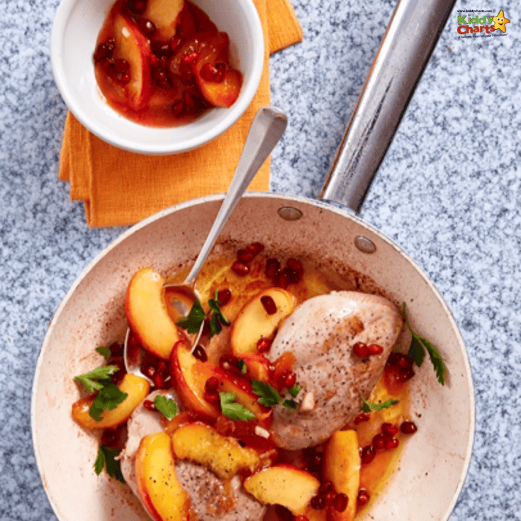 Pan fried duck breasts with peach, cinnamon and lemon sauce