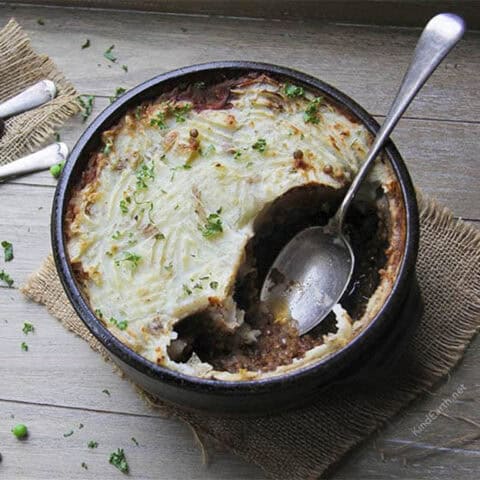 Vegan Lentil Cottage Pie by Anastasia, Kind Earth