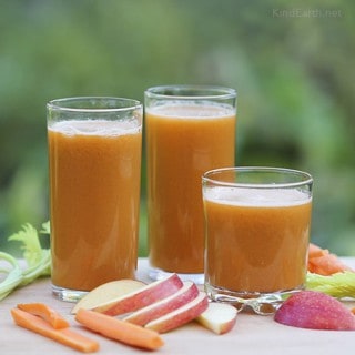 Carrot & Ginger Juice with celery, apple and lemon to boost the immune system by Anastasia, Kind Earth