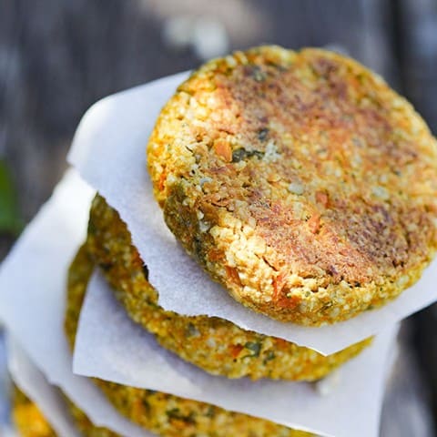Sunshine Seed Patties (veggie burgers) with sunflower seed, pumpkin seed, carrot and herbs - delicious, easy and super healthy - by Anastasia, Kind Earth