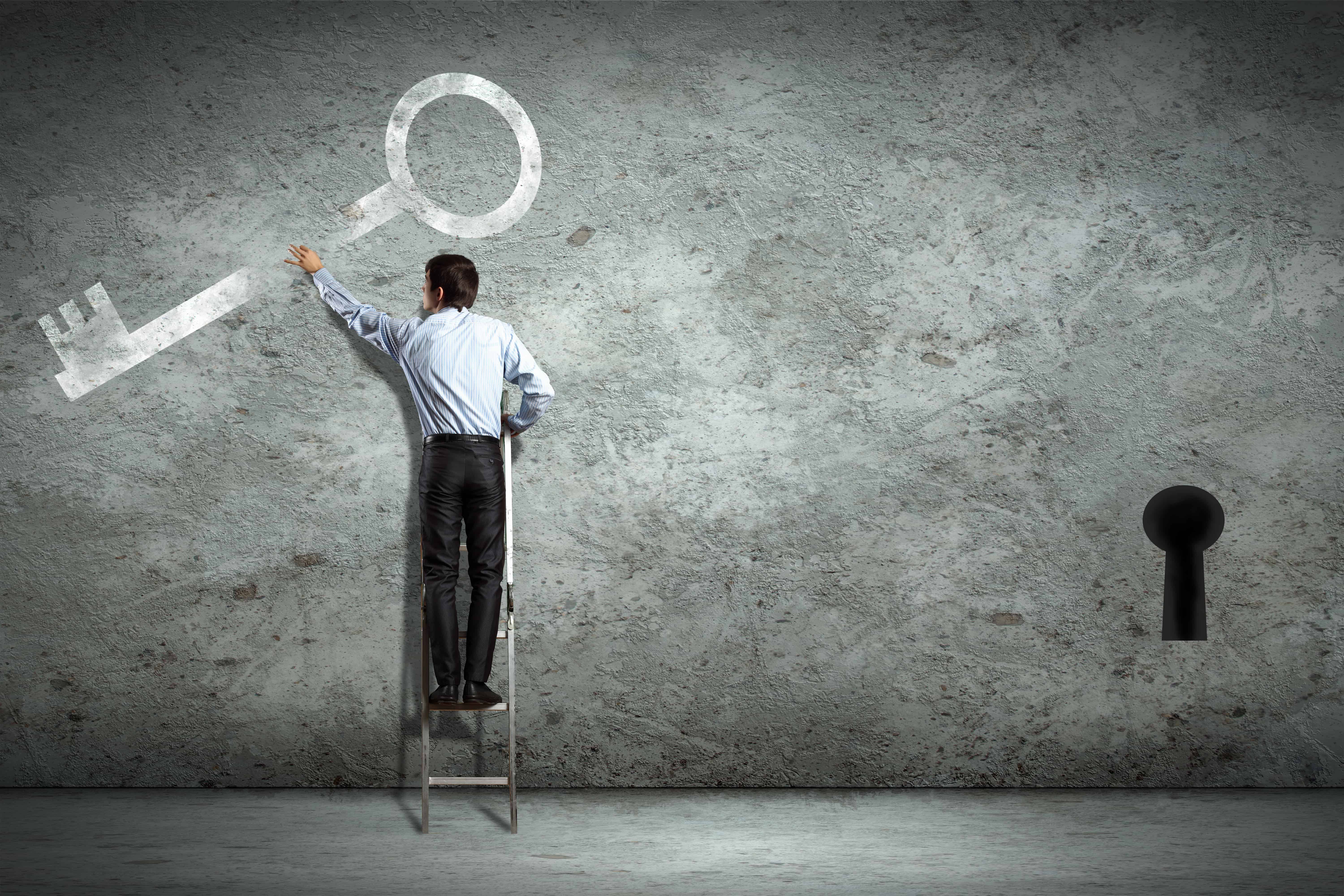Recovery Coaching holds the key to your future An image of a man on a letter grabbing a key and a keyhole is on the right of the image - Key Symbolizes the recovery coach in NYC being the key to this mans future.
