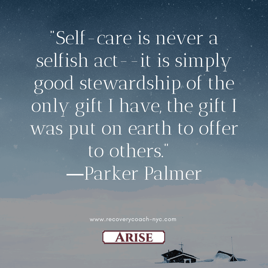 Parker Palmer's quote Self esteem is a benefit of your recovery plan. In this image quote you see Parker Palmer's quote on self-esteem and self care