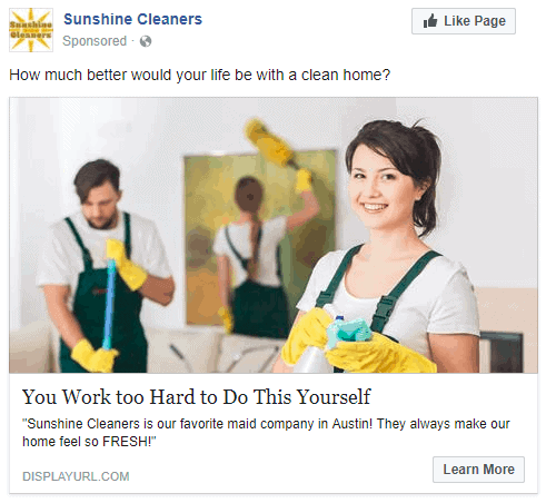 Example Cleaning Business Facebook Ad 2