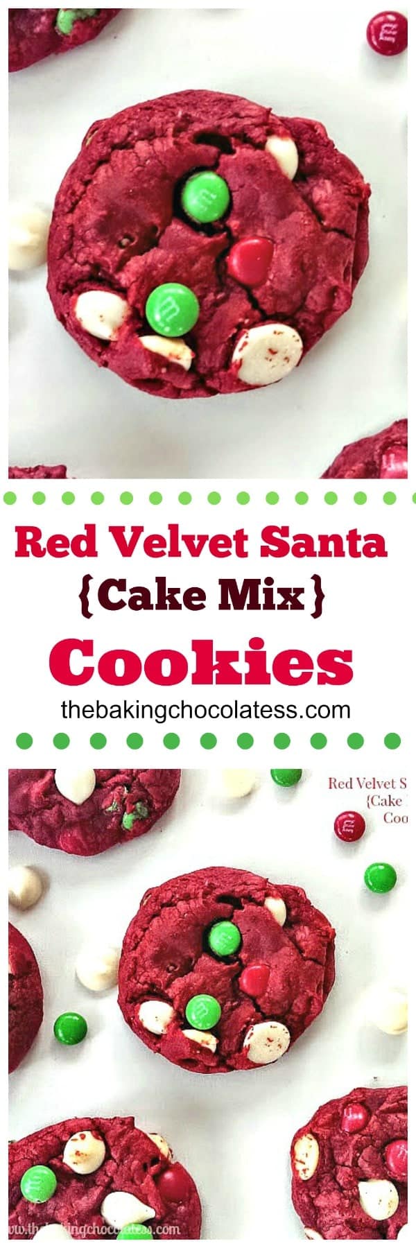 Red Velvet Santa {Cake Mix} Cookies #cookies #holiday #santa #cakemix