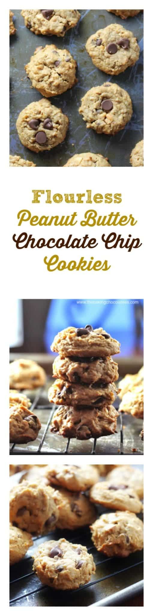 Flourless Peanut Butter Chocolate Chip Cookies {GF, No Butter, Naturally Sweetened}