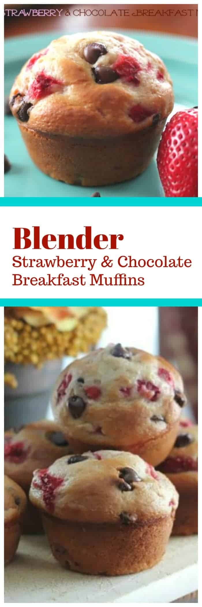 Blender Strawberry & Chocolate Breakfast Muffins {Healthy Too!}