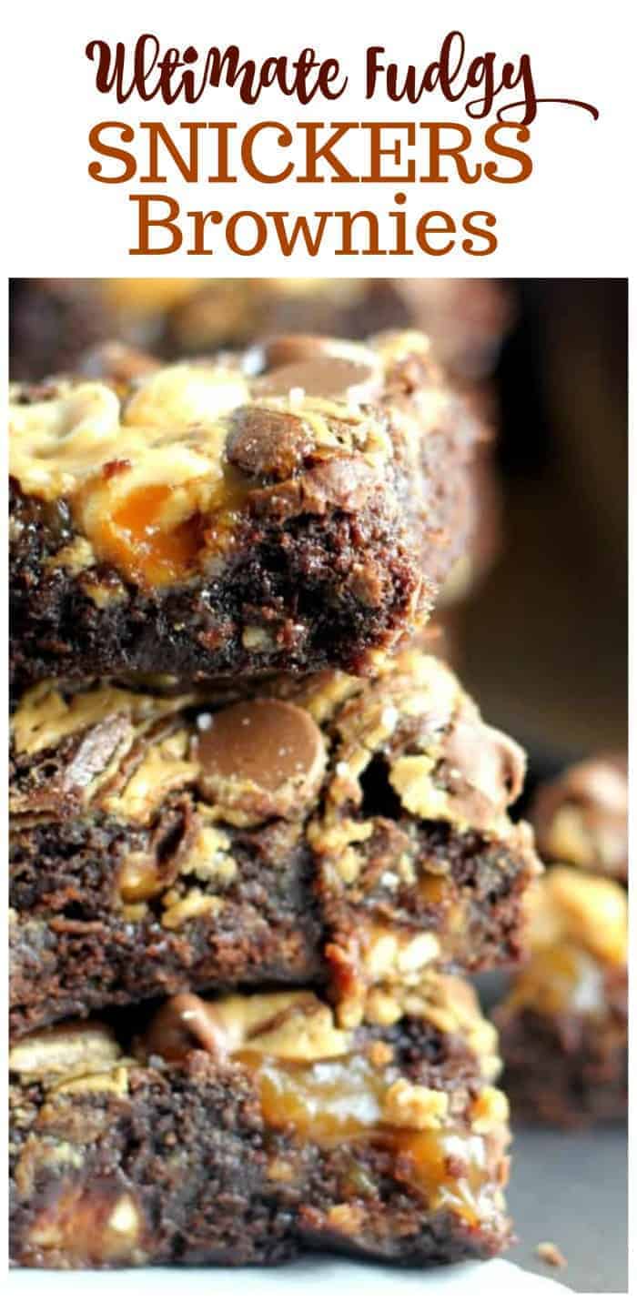 Ultimate Fudgy Snickers Brownies {Pure Indulgence!}