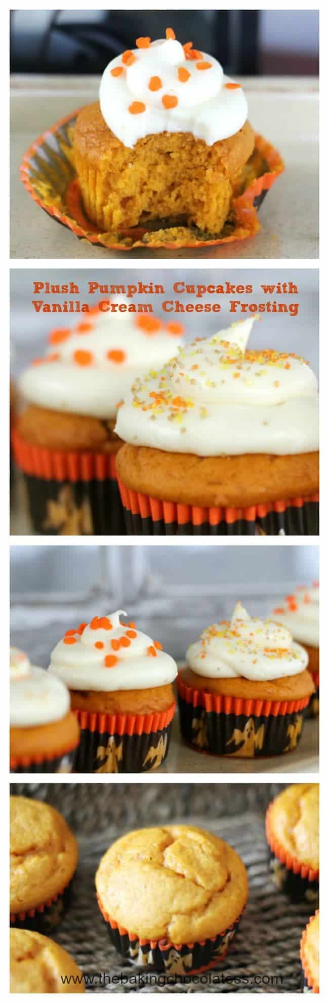Plush Pumpkin Cupcakes with Vanilla Cream Cheese Frosting