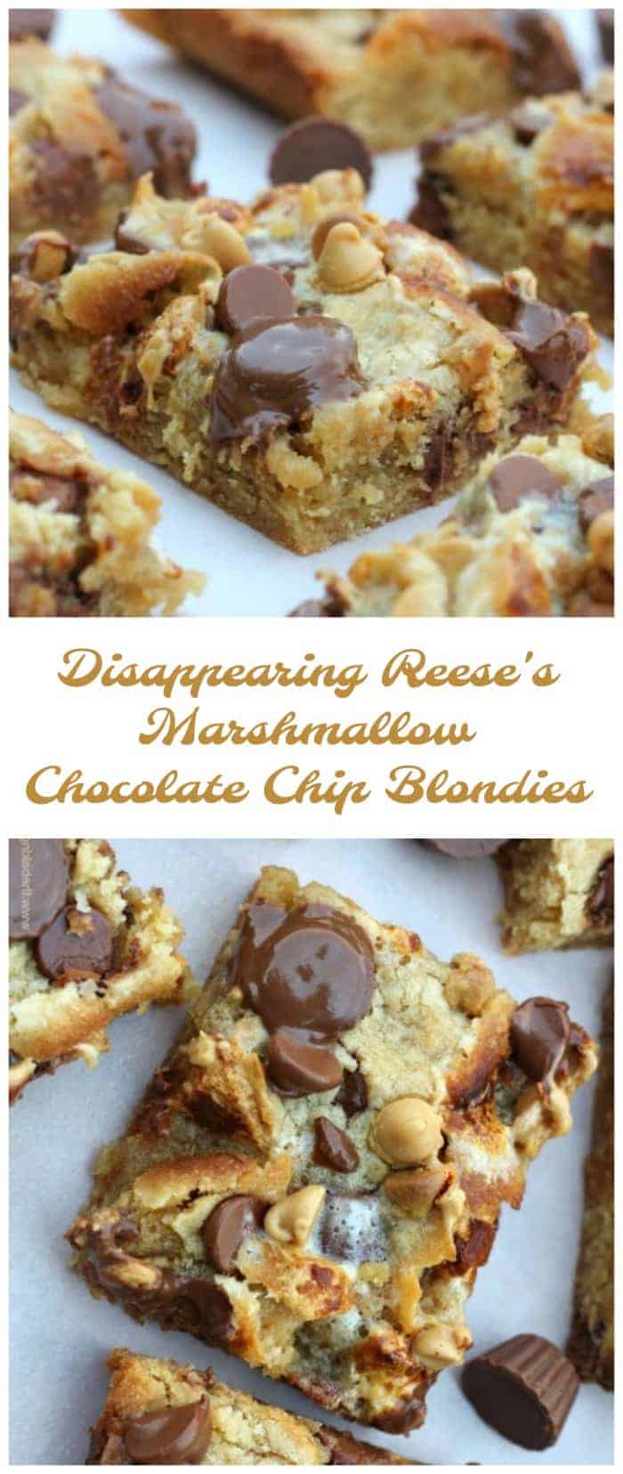Disappearing Reese\'s Marshmallow Chocolate Chip Blondies