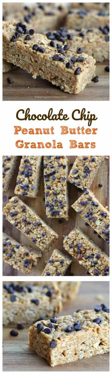 No Bake Chewy Chocolate Chip Peanut Butter Granola Bars They only take 10 minutes to make and they are loaded with wholesome ingredients like creamy peanut butter, rolled old-fashioned oats, rice krispies, honey, almonds, vanilla and mini chocolate chips. You can also make these gluten free!