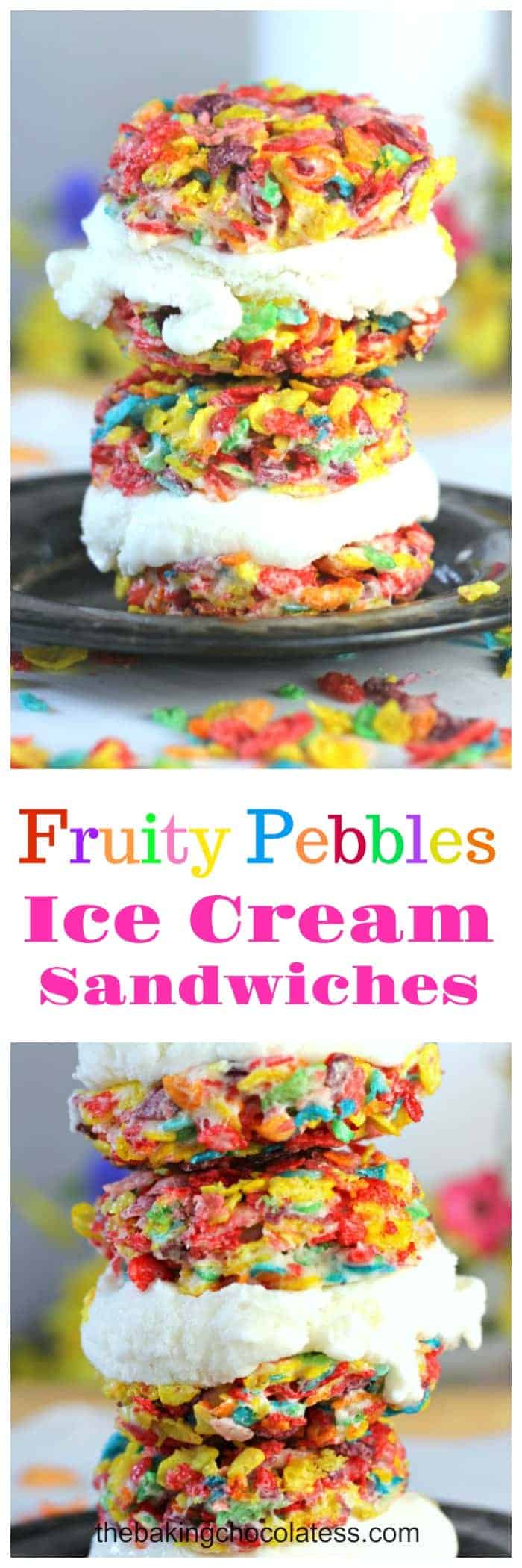 Fruity Pebbles Ice Cream Sandwiches