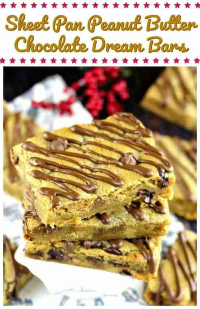 Sheet Pan Peanut Butter Chocolate Blondie Dream Bars