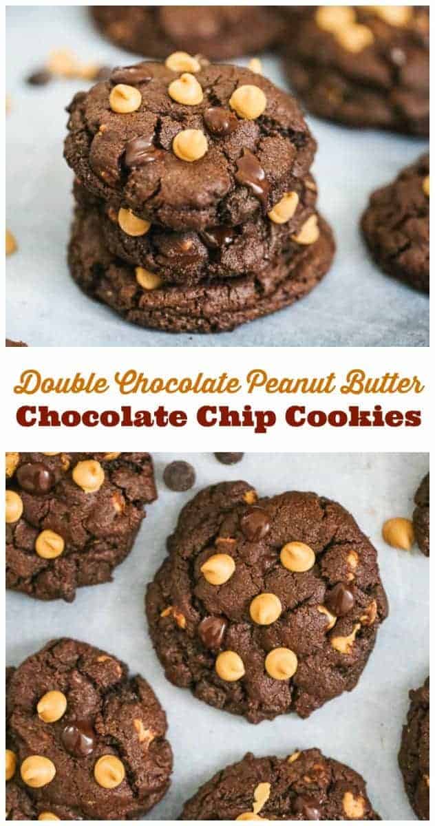 Double Chocolate Peanut Butter Chocolate Chip Cookies