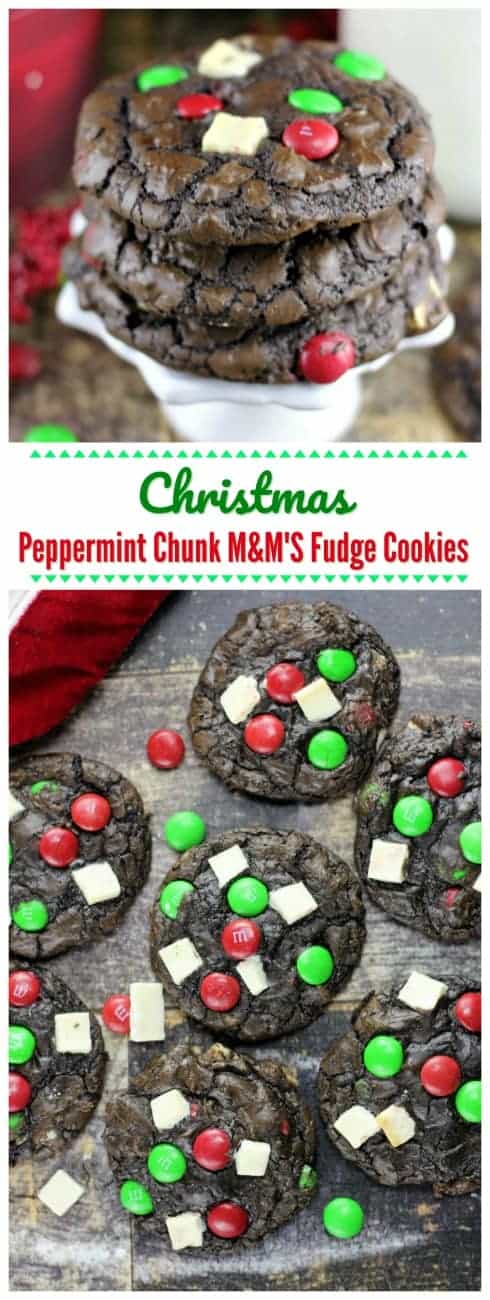 Christmas Peppermint Chunk M&M\'S Fudge Cookies