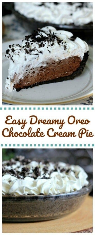 Easy Dreamy Oreo Chocolate Cream Pie - Can be ready in 5 minutes for those chocolate cream pie lovers! Hooray! #pie #pudding #oreo #chocolate #easy #dessert