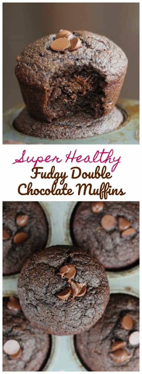 Super Healthy Fudgy Double Chocolate Muffins