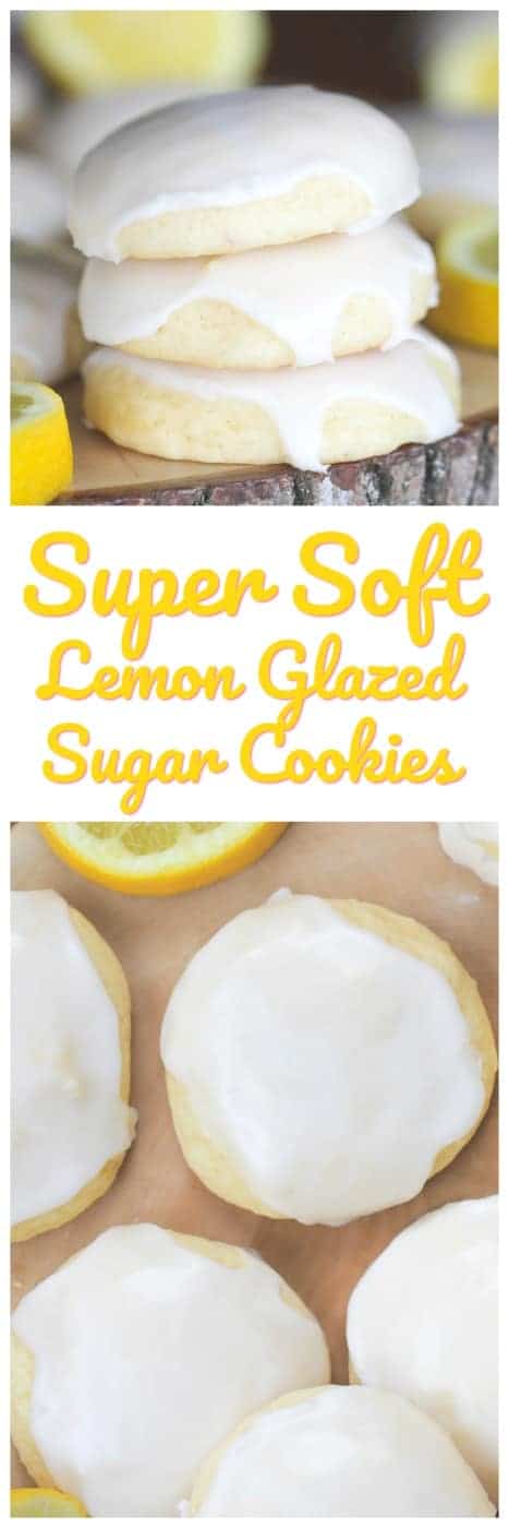 Super Soft Lemon Glazed Sugar Cookies - These delectable lemon glazed sugar cookies are super soft, thick and bursting with sweet and tangy lemon flavor. #lemon #soft #cookies #glazed #cookies #baking