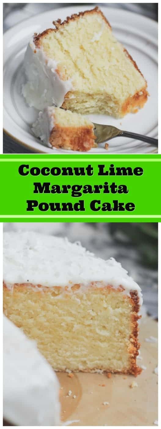 Luscious Coconut Lime Margarita Pound Cake - This heavenly Luscious Coconut Lime Margarita Pound Cake has a velvety, yet smooth texture.ย It\'s very light, very moist, lush, very dense, and has wonderful, subtle hints of lime, tequila and coconut!ย #coconut #tequila #lime #margarita #pound cake #cake #baking #summer #sping