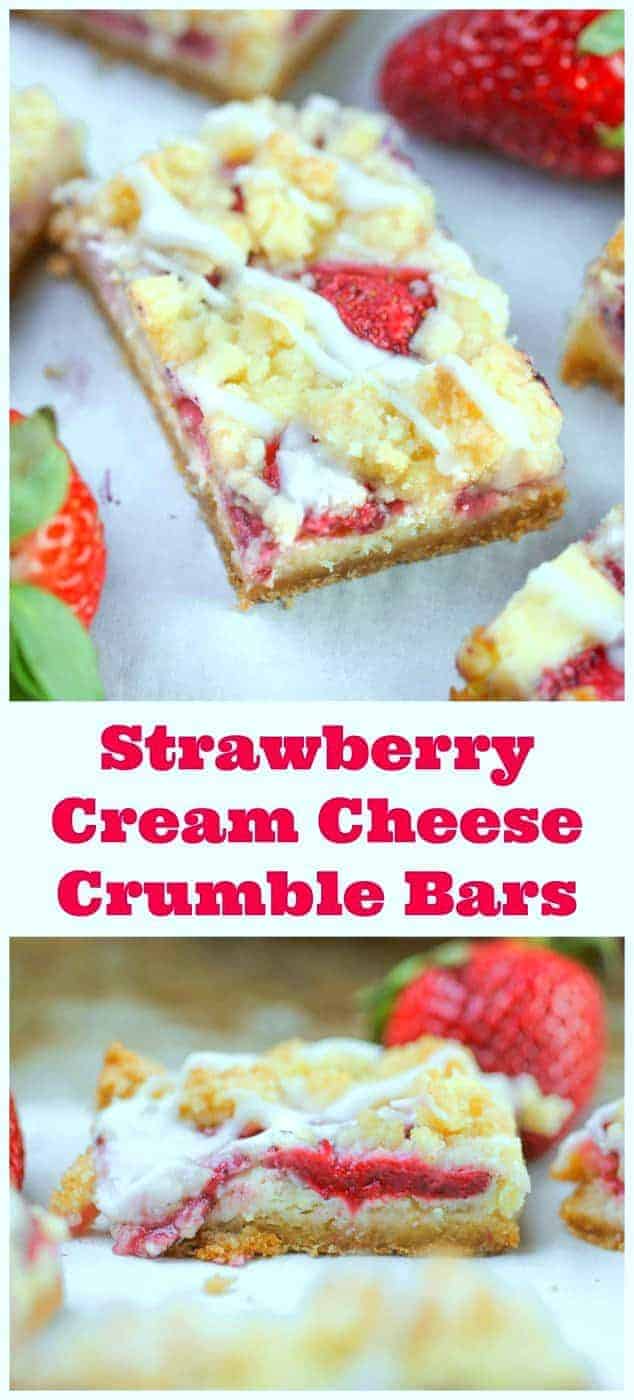 Strawberry Cream Cheese Crumble Bars