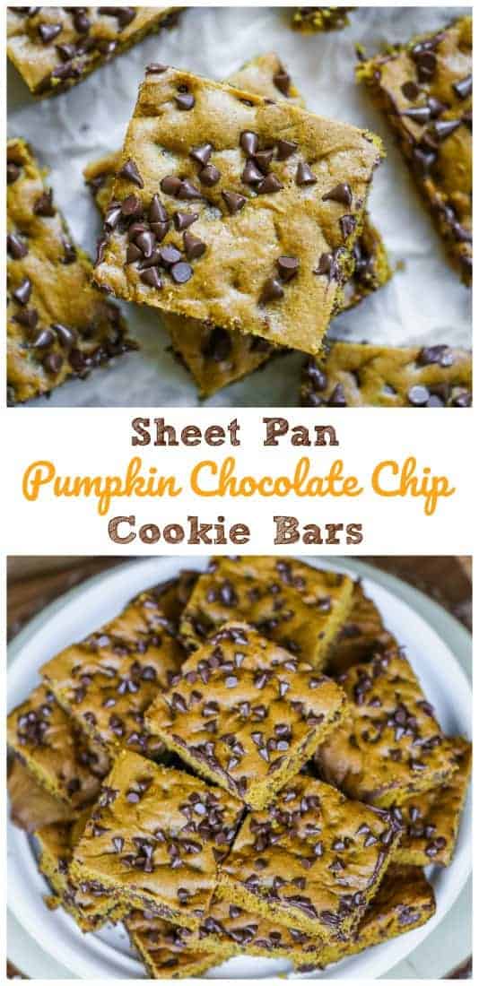 Sheet Pan Pumpkin Chocolate Chip Cookie Bars