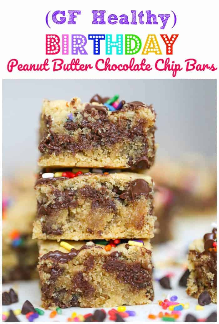 GF Healthy Birthday Peanut Butter Chocolate Chip Bars - Vegan Options