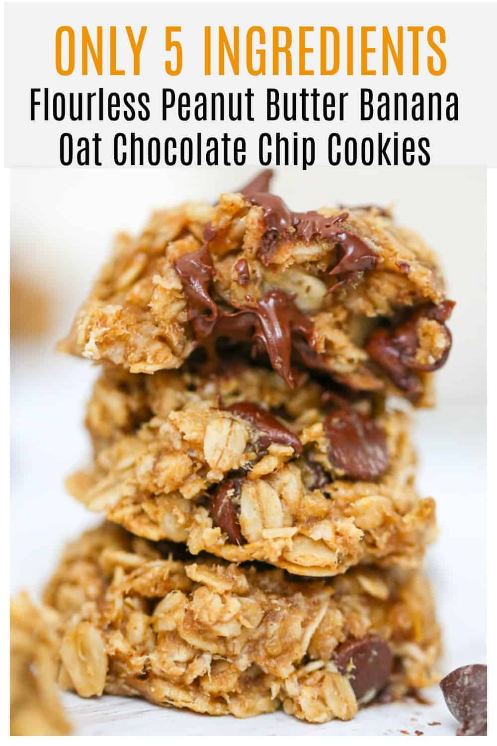 Flourless Peanut Butter Banana Oat Chocolate Chip Cookies – 5 Ingredients