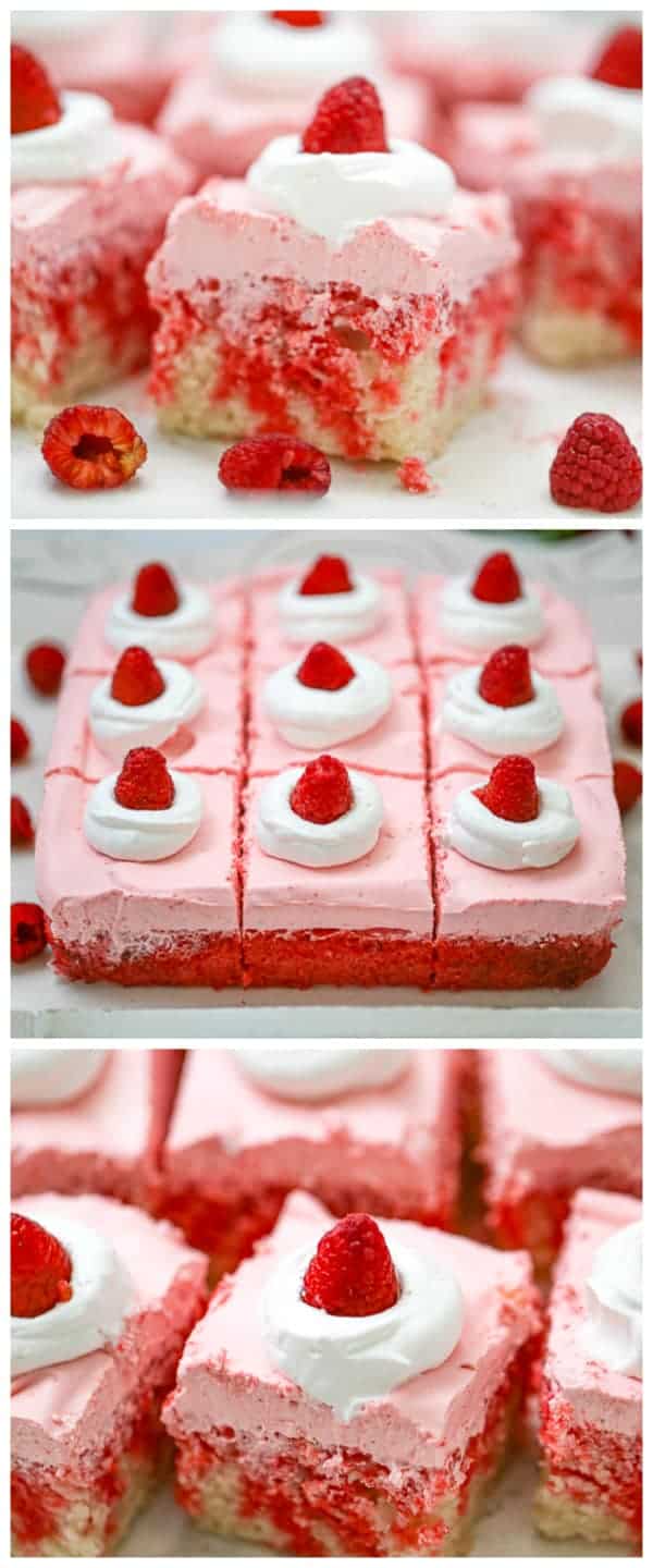Raspberry Cream Jello Poke Cake