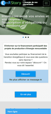 Capture d'écran du site internet mobile ENR Story