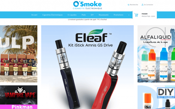 Capture d'écran du site internet O'Smoke