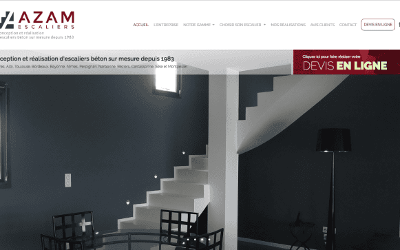 Capture d'écran du site internet Azam Escaliers