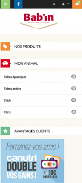 Capture d'écran du site internet mobile Canutri