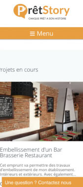 Capture d'écran du site internet mobile PretStory