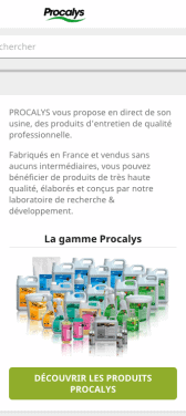 Capture d'écran du site internet mobile Procalys